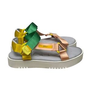 ONCEPT RIO Platform Sandals in Peach Multi Re-Nylon Straps Memory Foam Size 7